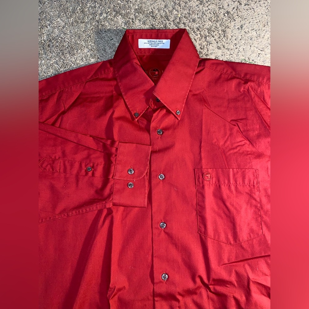 Duck Head Red Button Down Mens Size Large Red Cotton Dress Work Shirt